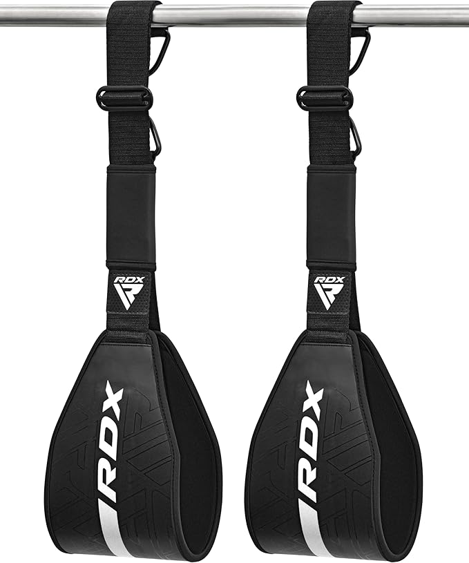 RDX AB Straps for Pull Up Bar Hanging (Pair), Maya Hide Leather, Abdominal Muscle Building Padded Arm Support Slings with D-Ring Strap, Leg Raise Exercise Fitness Workout Strength Training, Men Women