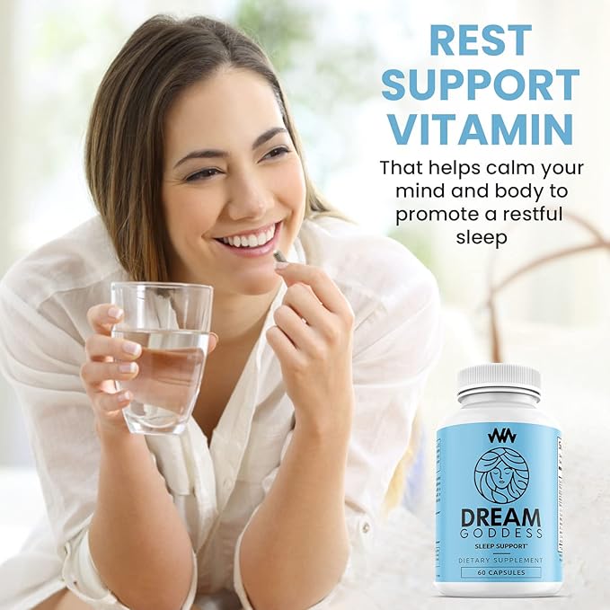 Womens Sleep Support Supplement | Female Specific Relaxation Sleep Aid | Dream Goddess | Calm Mind | Enhance Rest Support Vitamin