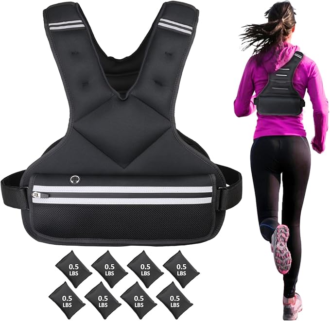 JoyPlus Adjustable Weight Vest,Strength Training Running Vest, Workout Equipment, Sport Exercise, Fitness, Weight Loss for Men 12LB, Women 8LB, Velcro or Buckle