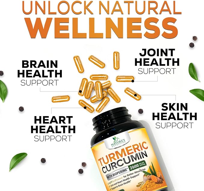 Turmeric Curcumin Supplement 2600mg - 95% Curcuminoids with Organic Turmeric & BioPerine Black Pepper Extract for Best Absorption, Natural Vegan Joint Support, Non-GMO, Bottled in USA - 240 Capsules