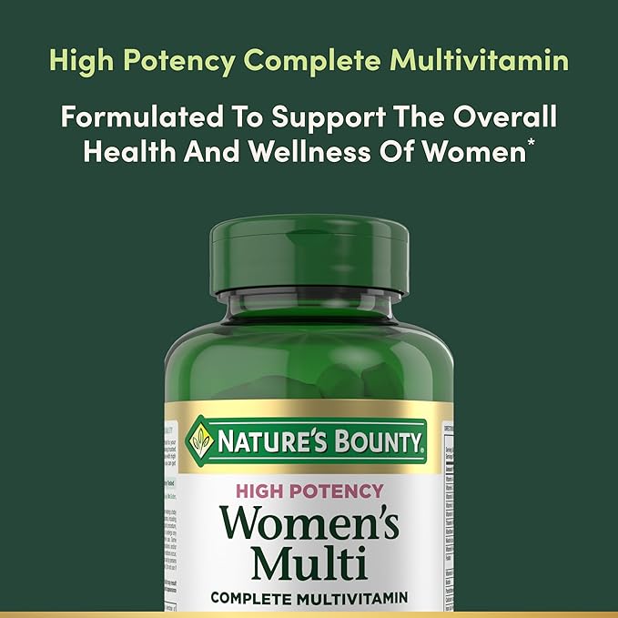 Nature’s Bounty High Potency Women’s Complete Multivitamin, Daily Vitamin with Vitamin C, Supports Heart Health & Immune Function, Essential Nutrition for Women, 120 Caplets