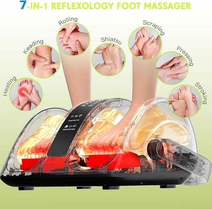 Foot Massager for Neuropathy, FSA Eligible HSA Feet Massager with Heat, 3-Heating for Circulation and Pain Relief, Deep Kneading Rolling for Calf-Feet-Arm Relaxation, Plantar Fasciitis