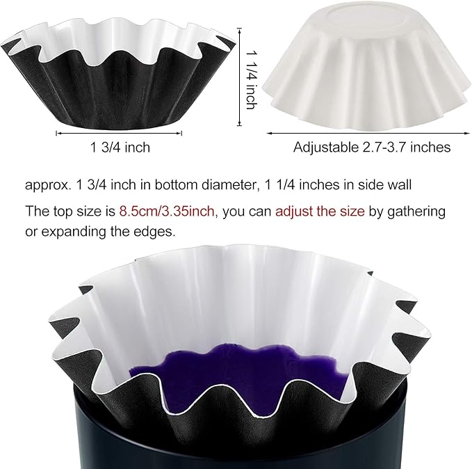 Boao Wax Melt Liners Reusable Wax Warmer Containers Leakproof Cups for Scented Candle, Paper Holders for Electric Pluggable Melter and Burner(Black, White,25 Pieces)