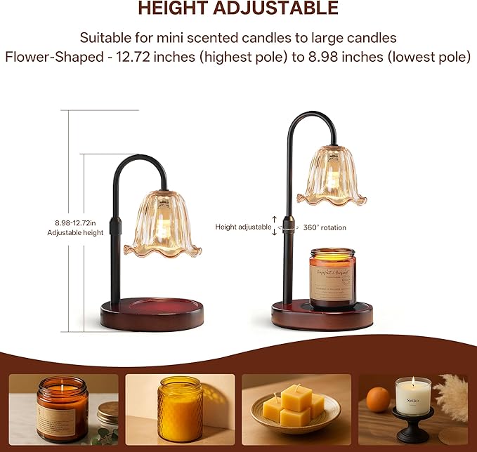 Dimmable Candle Wax Warmer, Homelist Candle Warmer Lamp with Timer for New Home, Mondern Warmers Flower Lamp, House Warming Gifts for Sister, Women, Mom, Girlfriend, Couple