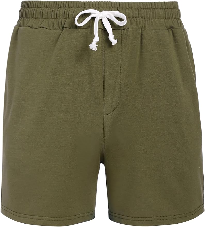 Deyeek 5.5 Inch Mens Pajama Shorts Sleep Cotton Lounge PJ Lightweight Elastic Waist Drawstring Nightwear Bottom with Pockets