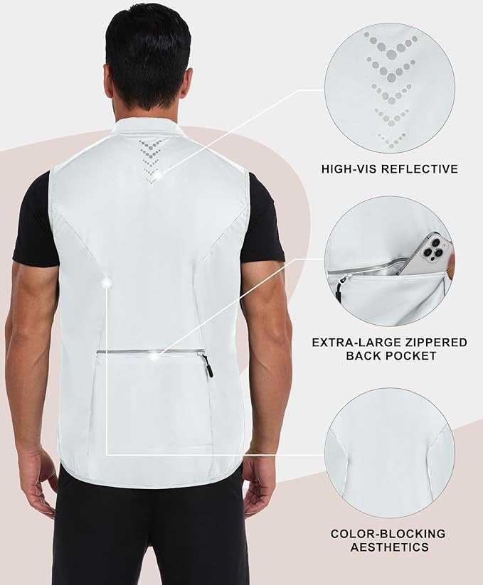 Little Donkey Andy Men's Water-resistant Outerwear Vests, Stretch Windproof Vest for Cycling, Running, Golf