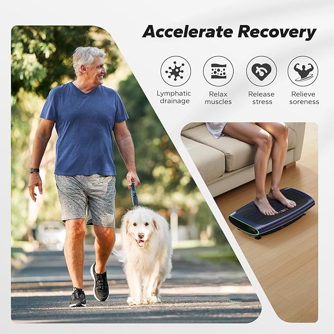 MERACH Vibration Plate Exercise Machine, 3D & 4D Vibration Plate for Lymphatic Drainage Weight Loss with 2 Tension Ropes, Whole Body Vibration Platform for Women Men, Exercise Equipment for Home