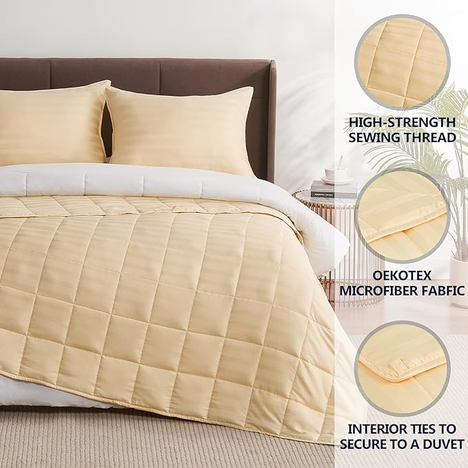 Weighted Blanket Twin Size (48"x72" 15lbs),Ultra Soft and Cozy Cooling Weighted Blanket Twin Size for Adult,Heavy Blanket with Machine Washable Soft Blanket, Beige