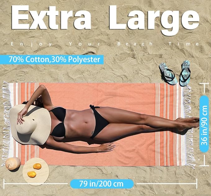 Thin Turkish Beach Towel Lightweight Quick Dry Absorbent Cotton Bathroom Bath Pool Swim Towels Extra Large Oversized Sand Free Beach Accessories Essentials Cloud Gifts for Adult