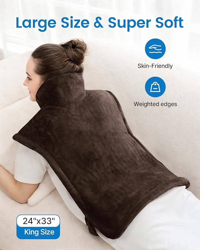 RENPHO Heating Pad for Back Pain Relief, Christmas Gifts for Her Him Women Men, Electric Heat Pad for Neck and Shoulder, FSA Eligible Items Only List, Fast Heating, ETL Certified, 24"x33", Brown