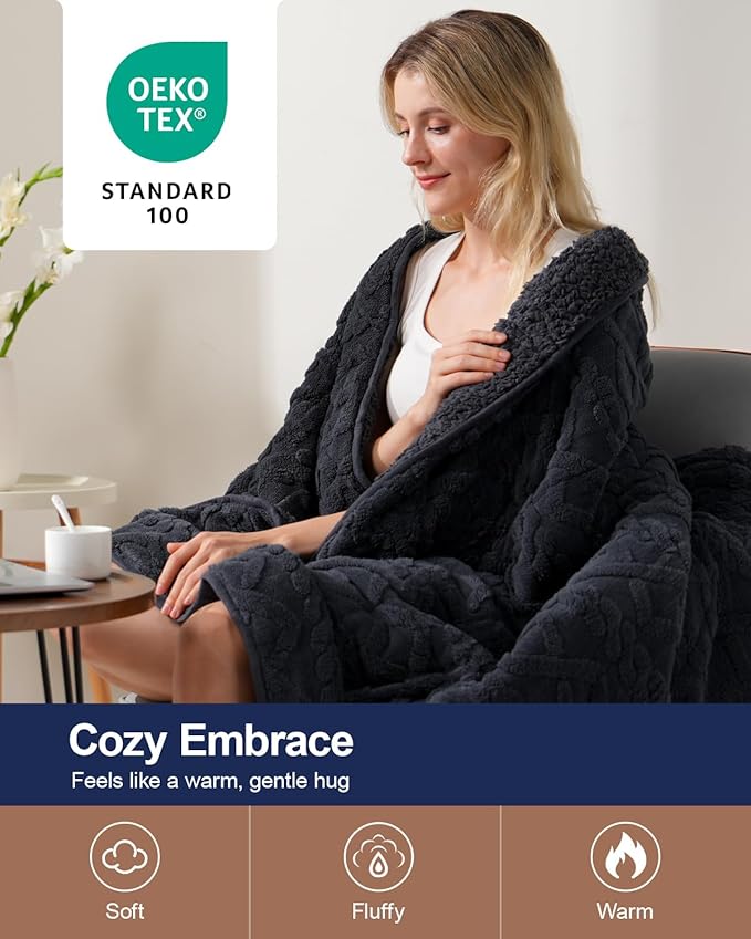 Super Fuzzy Soft Sherpa Fleece Weighted Blanket, 15 lbs Dual Sided Fluffy Heavy Weighted Blankets for Adults - No Bunching with Double Layers of Soft Inner Lining (48"x 72", 15 Pounds)