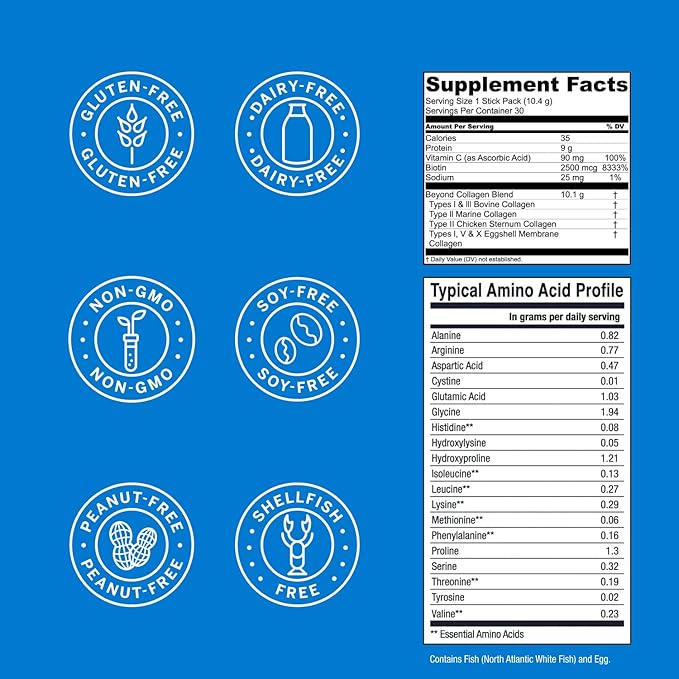 Live Conscious Beyond Collagen Peptides Powder Unflavored Packets-Hydrolyzed Collagen Powder-Hair Skin Nail & Joint Support- Multi Type Collagen Supplements for Women & Men 30 Pack (2pk)