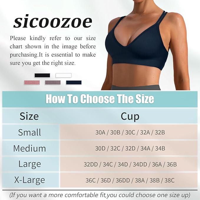 Sports Bra for Women V-Neck Strappy Criss Cross Yoga Bra Padded Medium Support Workout Gym Athletic Fitness Bras 3 Pack