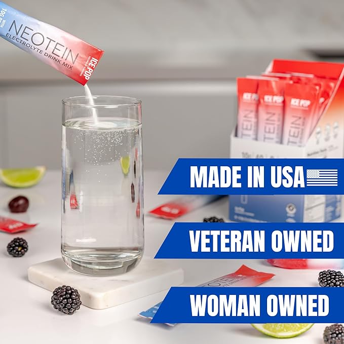 NEOTEIN: Electrolyte Powder Packets with 10g Protein & Collagen | Hydration Packets - Zero Sugar, NO Fillers, NO Carbs | Ice Pop | 40 Calories | Keto & Paleo | Pack of 15