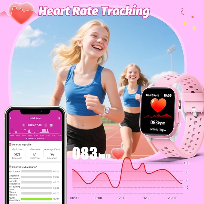 Kids Watch with 140 Sports Modes,1.5" Kids Fitness Tracker, Girls Smart Watch, No APP/Phone Required, Sleep Monitor, Heart Rate, Puzzle Games, IP68 Waterproof,Gifts for Girls Teens Aged 6-15