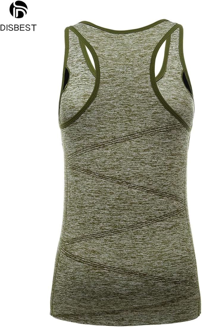 Disbest Yoga Tank Top, Women's Performance Stretchy Quick Dry Sports Workout Running Top Vest with Removable Pads