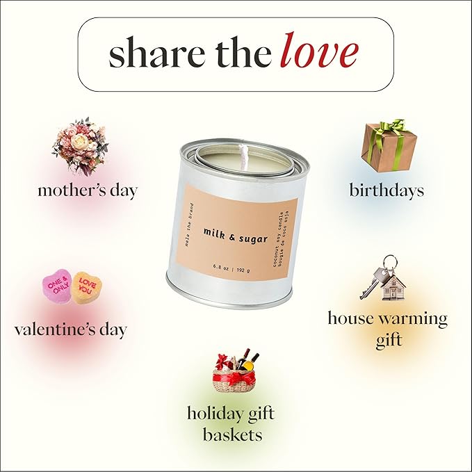 MALA Milk & Sugar Cinnamon & Vanilla Candle for Home – Foodie/Gourmand – Vegan Soy Aromatherapy – 45 Hour Clean Burn – Organic Non Toxic Candles – Cozy Room Decor – 6.8 oz