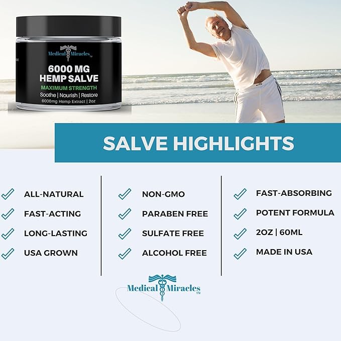 Medical Miracles 6000 MG Maximum Strength Healing Salve Use for HIPS, Joints, Neck, Back. Made with The Finest Available Ingredients