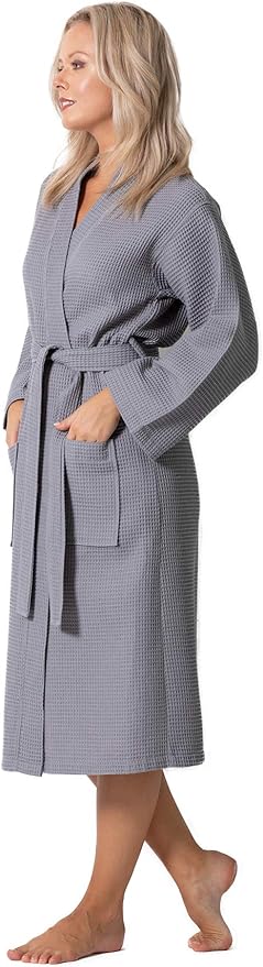 Waffle Knit Lightweight Kimono Spa & Bath Robes for Women - Quick Dry - Soft