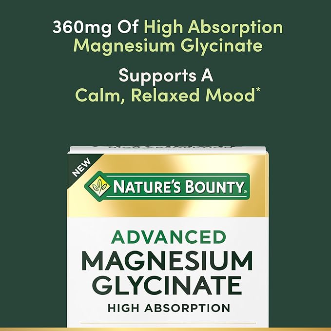 Nature's Bounty Calm Magnesium Glycinate Supplement - High Absorption Magnesium for Relaxed Mood, Heart & Bone Health, 90 Capsules (Pack of 2)