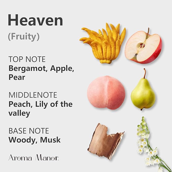 Essential Oil, Heaven Scent - 150ML Luxury Home Aromatherapy Diffuser Oil - Bergamot, Apple, Peach, Musk
