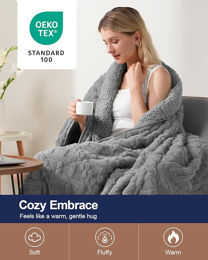 Super Fuzzy Soft Sherpa Fleece Weighted Blanket, 25 lbs Dual Sided Fluffy Heavy Weighted Blankets for Adults - No Bunching with Double Layers of Soft Inner Lining (60"x 80", 25 Pounds)