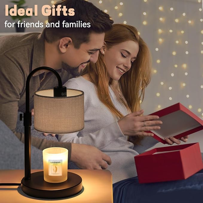 Candle Warmer Lamp with Timer, Dimmable Candle Wax Warmer Candle Lamp with 2 Bulbs, House Warming Gifts Brithday Gifts for Women Bedroom Home Decor (Gray-Upgraded)