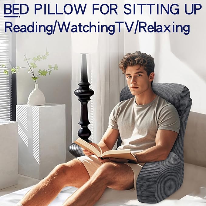 Back Pillow for Bed Sitting Up, Reading Pillow, Extra Large Arm Pillows for Adults for Back Support,Bed Pillow for Sitting up for Watching TV/Gaming/Relaxing