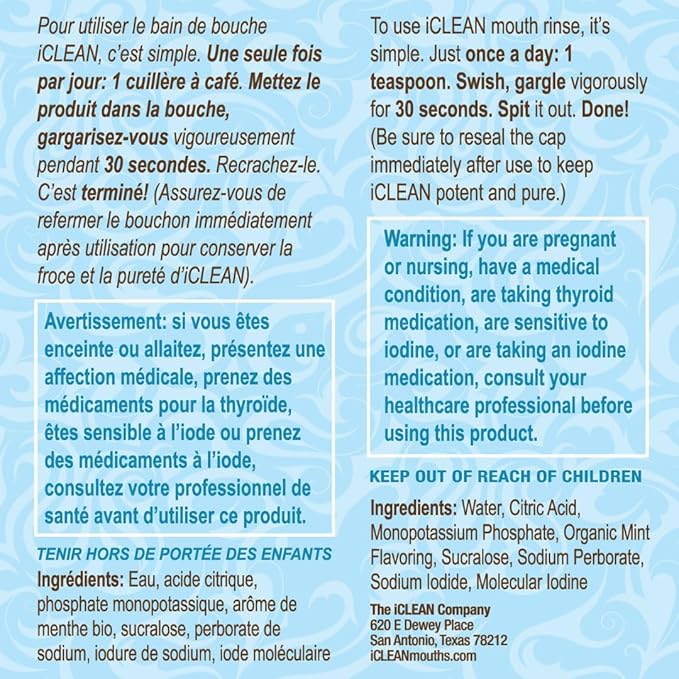 iCLEAN Mouthwash - Fluoride & Alcohol-Free Rinse | Harness The Power of Iodine | Molecular Iodine Mouth Rinse for Clean Oral Care | Gargle for Bad Breath & Oral Wellness | Cleans Where Others Can't