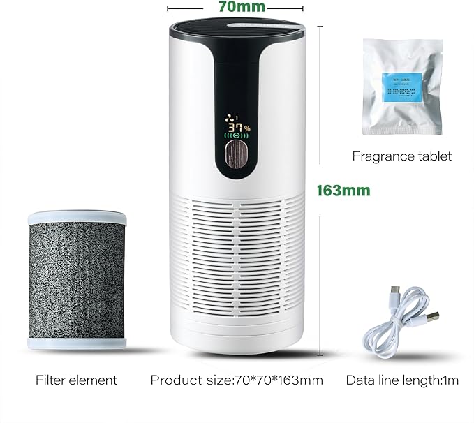 GCJ Small Room Air Purifier 3 speed,Personal Air Purifier for Desk with Power and Negative Ion Display Improve New Car Smell,Purificador Quiet for Classroom,3Color,Suit Offices,Pet Area and Closet