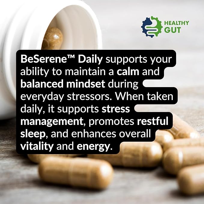 Healthy Gut BeSerene Daily | Cortisol & Stress Support | Supports Your Sleep and Adrenals | 30 Servings