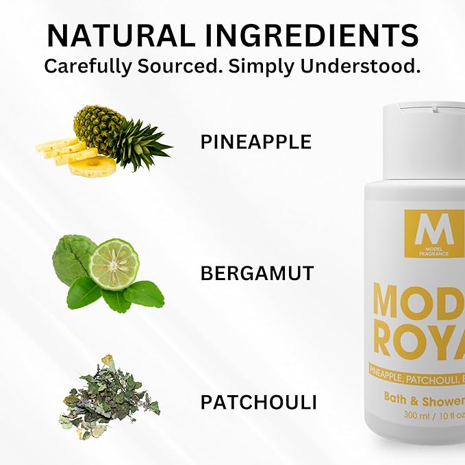 Model Royal Gourmand Body Gel | Pineapple, Patchouli, and Bergamot a Scented | Hydrating, Nourishing, and Refreshing Shower Gel | Scented Spa Products | Premium Body Cream for Clean, Soft Skin