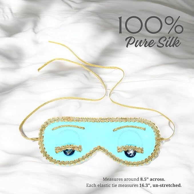 Utopiat Audrey Hepburn Style Silk Sleep Mask & Ear Plugs with Tassel Set for Women | Cute Eye Mask Earplugs Sleeping Beauty Set Costume Accessory