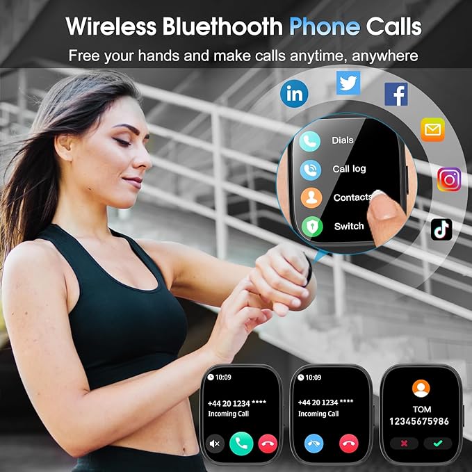 Smart Watch for Men Women Bluetooth Call, 2025 New 1.85" HD Smartwatch, Fitness Watch with 120+ Sport Modes, IP68 Waterproof, Heart Rate/Sleep Monitor, Pedometer, Activity Tracker for Android iOS