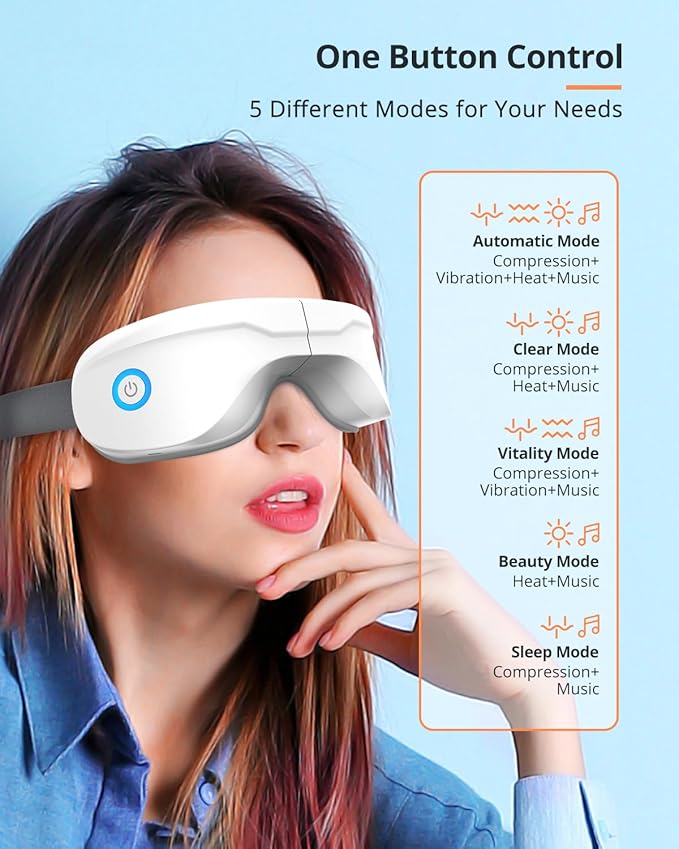 Eye Massager with Heat, Heated Eye Mask with Bluetooth Music, Face Massager, Mask for Migraine & Headache Relief, Improved Sleep, Birthday Gifts for Mom Dad Women Men Her Him