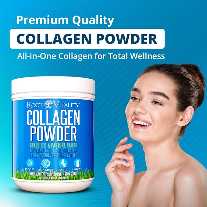 Collagen Peptides Powder - Grass-Fed, Pasture-Raised Hydrolyzed Protein Supplement for Skin, Hair, & Nails - Non-GMO, Zero Sugar Daily Supplement for Men & Women (22 Servings)