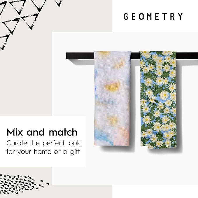 GEOMETRY Spring Kitchen Towels - Quick Dry Microfiber Cloth Spring & Summer Dish Towels for Kitchen Drying - Premium Quick Dry Towel - Daisy Delight, 18" x 30" - 1-Pack