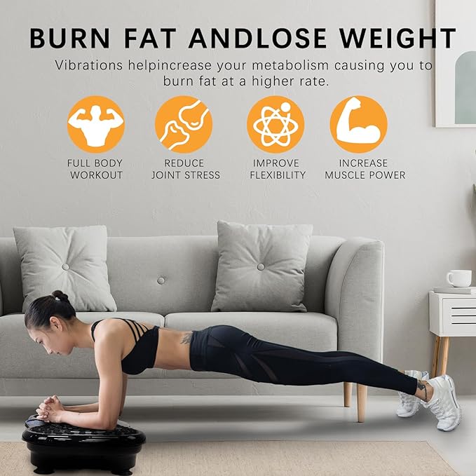 Vibration Plate Exercise Machine with Remote Control, Whole Body Workout Vibration Platform , Lymphatic Drainage Machine for Weight Loss Shaping Toning Wellness Home Gyms Workout