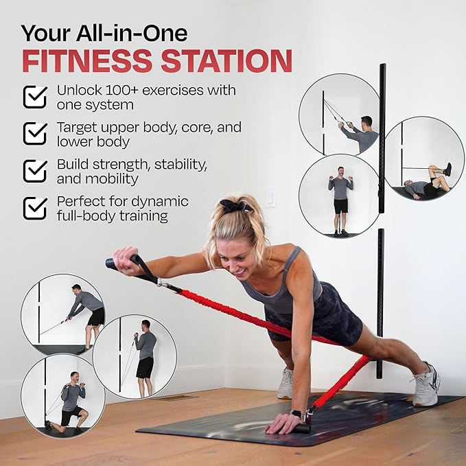 Aluminum Wall-Mounted Anchor Fitness System - Adjustable, Multi-Functional, Space Saving Home Gym Solution for Strength Training, Workout Goals | 100+ Exercises, Easy Installation, 300lbs Capacity