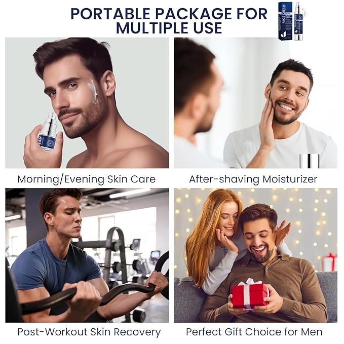 6-in-1 Mens Face Moisturizer: Face Cream for Men - Reduce the Look of Eye Bags, Dark Circles, and Puffiness - Skin Care for Men - 1.7 fl oz - Made in Korea
