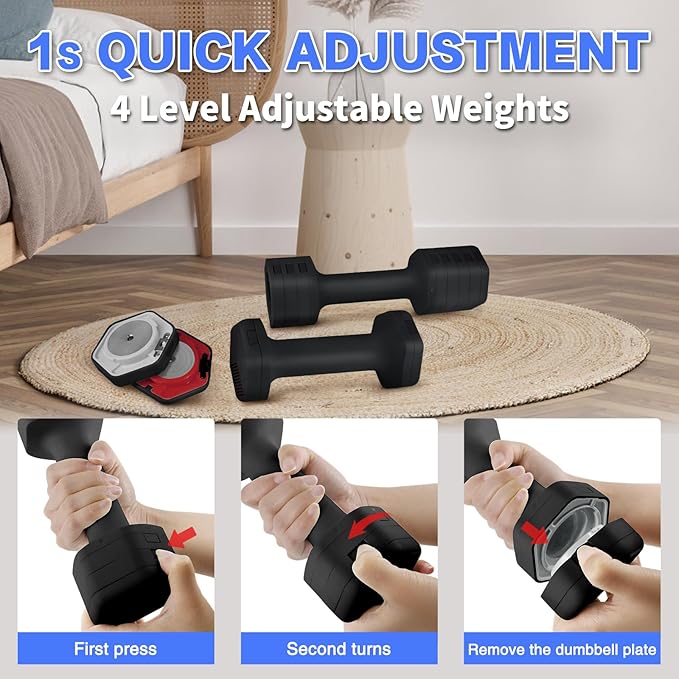 Adjustable Dumbbells Set- 2 lb 3lb 4lb 5lb Free Weights Set for Home Gym Equipment Workouts Strength Training for Women, Men
