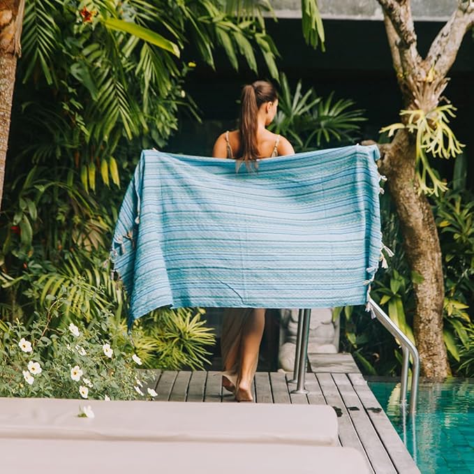Cacala Pestemal Turkish Beach Towel Highly Absorbent Quick and Easy Dry Soft and Comfortable for Bath, Spa, Pool, Gym and Yoga 100% Cotton 37 x 70