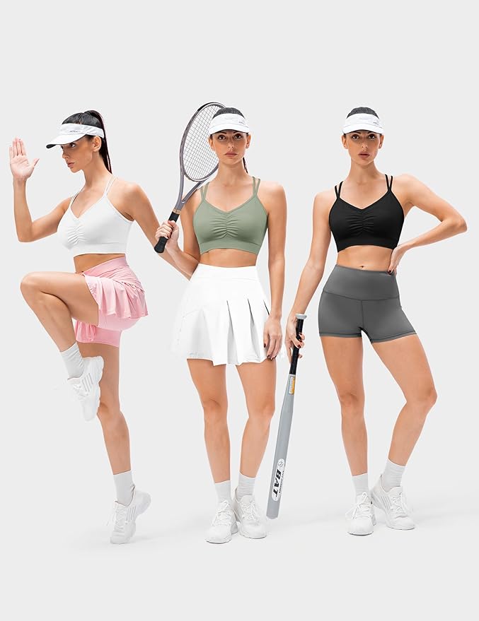 Women's Cross Back Sports Bra Padded Strappy Medium Support Yoga Bra for Workout Fitness 3 Pack