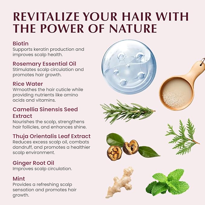 Hair Growth Shampoo for Thinning Hair: Advanced Biotin and Rosemary Shampoo with Rice Water for Women and Men Hair Loss - Herbal Essences Promotes Thicker Hair, 10.56 Fl Oz