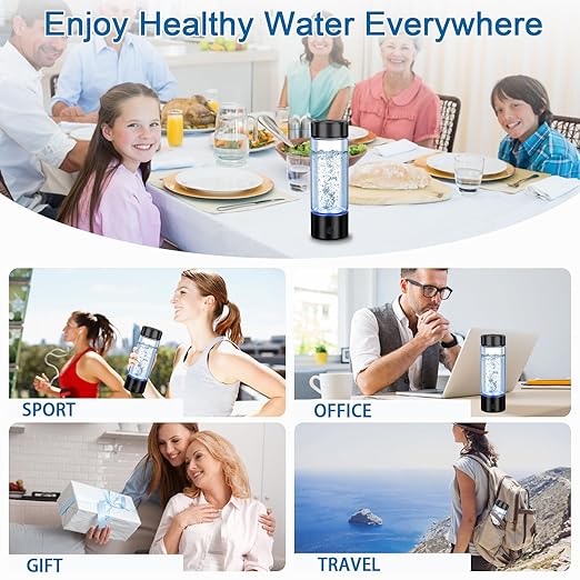 Hydrogen Water Bottle Generator, Portable Hydrogen Water ionizer, Rechargeable Hydrogen-Rich Water Bottle, Suitable for Travel, 420ml,Gift for Women Men, Gift for Friends, Birthday Gift, Black