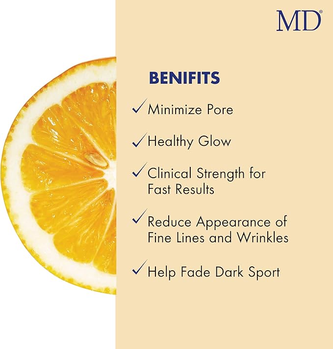 MD Ultimate Vitamin C Serum – Anti-Aging Face Serum with L-Ascorbic Acid for Dark Spot Reduction, Fine Line & Wrinkle Care, and Collagen Support for Radiant Skin