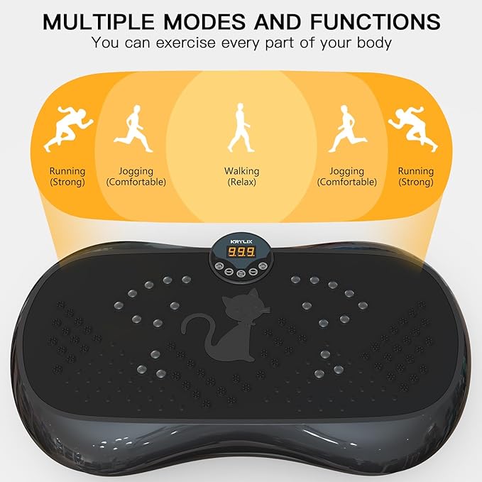 KRYLIX Vibration Plate Machine Exercise Platform for Whole Body Vibration Workout Weight Loss Lymphatic Drainage Fitness Platform Exercise Machine Vibrating Platform for Women Men
