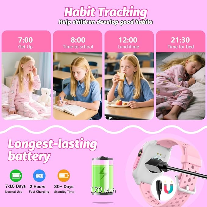 Kids Watch with 140 Sports Modes,1.5" Kids Fitness Tracker, Girls Smart Watch, No APP/Phone Required, Sleep Monitor, Heart Rate, Puzzle Games, IP68 Waterproof,Gifts for Girls Teens Aged 6-15