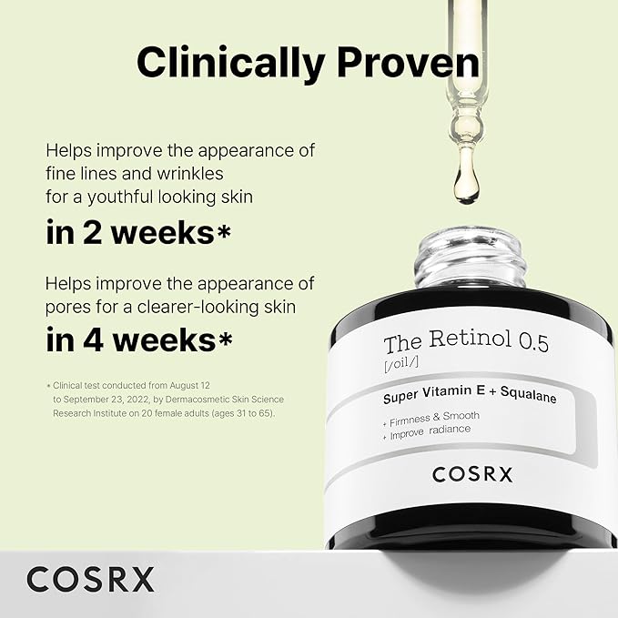 COSRX Retinol 0.5 Oil, Anti-aging Serum with 0.5% Retinoid Treatment for Face, Reduce Wrinkles, Fine Lines, & Signs of Aging, Gentle Skincare for Day & Night, Not Tested on Animals, Korean Skincare