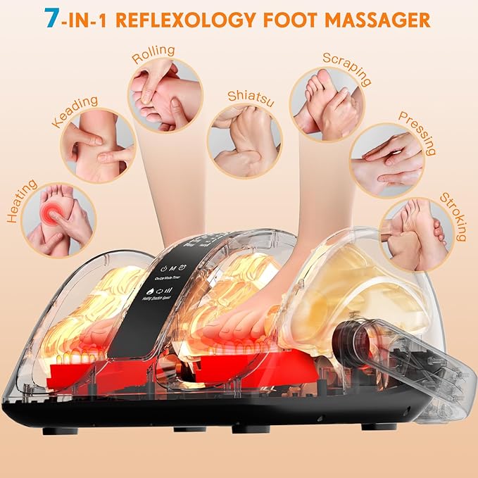Shiatsu Foot Massager with Heat, FSA Store Eligible Items, 3-Heating for Circulation and Pain Relief, Deep Kneading Rolling for Calf-Feet-Arm Relaxation, Plantar Fasciitis, Neuropathy
